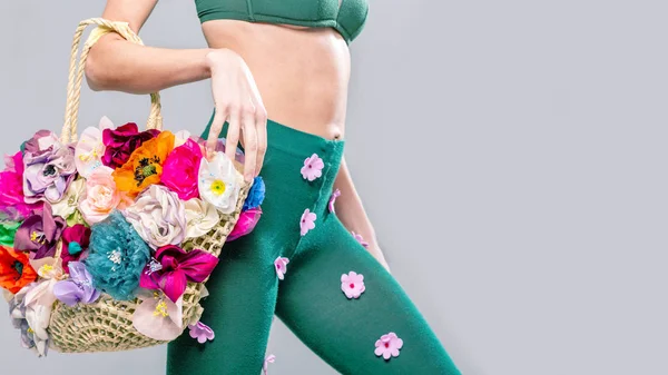 Shopping Concept Mooie Vrouw Het Dragen Van Grappige Panty Het — Stockfoto