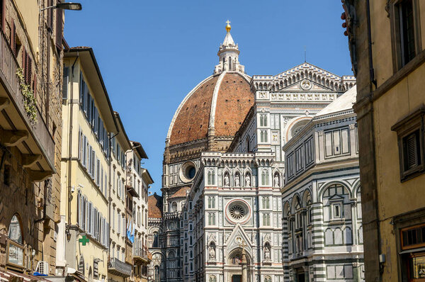 FLorence, Italy- 28 June, 2019: famous Basilica di Santa Maria del Fiore in Florence, Italy