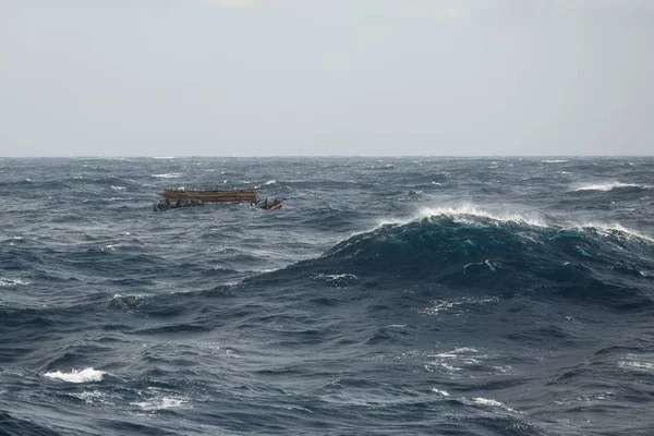 Ocean Rocks Small Fishing Schooner North Korean Ans — стоковое фото