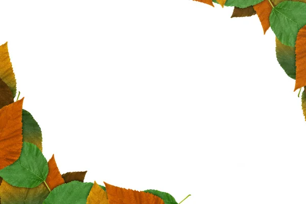 Rámeček podzimních listí izolovaných na bílém pozadí. — Stock fotografie