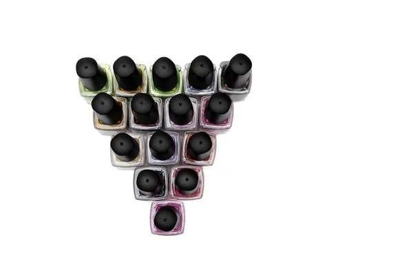 Botellas de esmalte de uñas sobre fondo blanco . —  Fotos de Stock