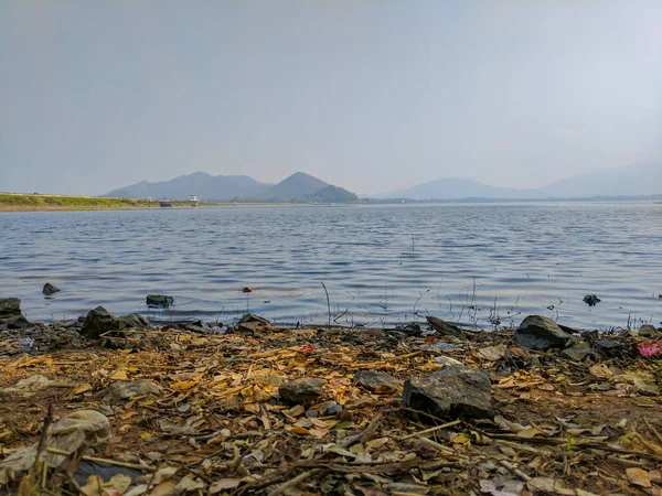 Vista Presa Desde Orilla — Foto de Stock