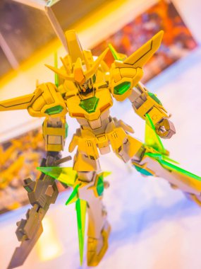 Chonburi, Tayland-1 Mayıs 2017: Kodomo 'daki Gundam anime figürü J-Park ' t a Merhaba 1 Mayıs 2017. J-Park Sriracha, Tayland. Anime Japonya 'da animasyon veya karikatür popüler bir türüdür.