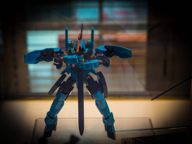 Chonburi, Tayland-1 Mayıs 2017: Kodomo 'daki Gundam anime figürü J-Park ' t a Merhaba 1 Mayıs 2017. J-Park Sriracha, Tayland. Anime Japonya 'da animasyon veya karikatür popüler bir türüdür.