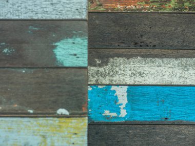 Antika ahşap arka plan ve doku ile renkli peeling boya