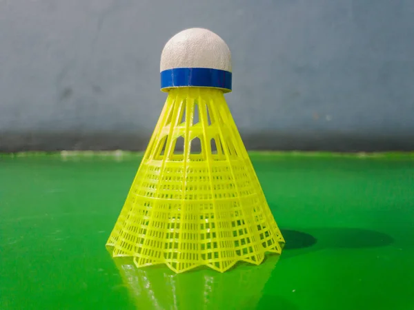 The badminton balls on the badminton court