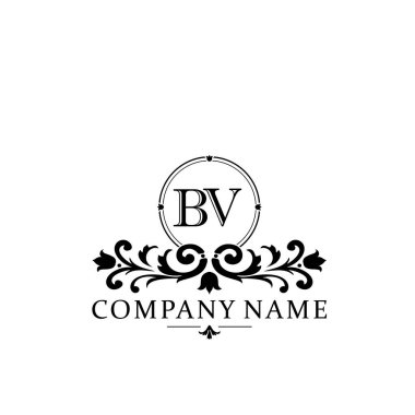İlk harf BV basit ve zarif monogram tasarım şablonu logosu