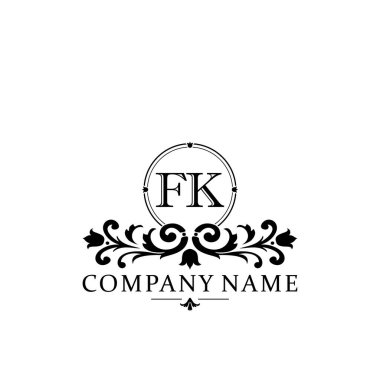 İlk harf FK basit ve zarif monogram tasarım şablonu logosu