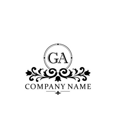 İlk harf GA basit ve zarif monogram tasarım şablonu logosu