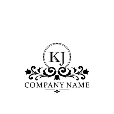 İlk harf KJ basit ve zarif monogram tasarım şablonu logosu