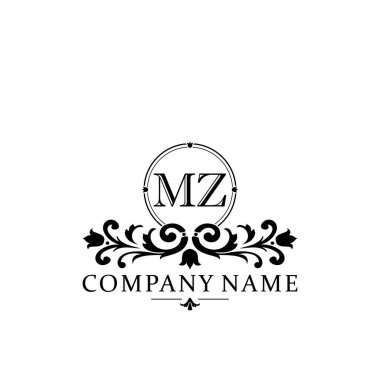 İlk harf MZ basit ve zarif monogram tasarım şablonu logosu