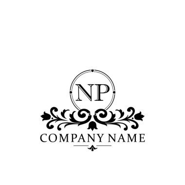 İlk harf NP basit ve zarif monogram tasarım şablonu logosu