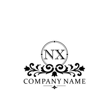 İlk harf NX basit ve zarif monogram tasarım şablonu logosu