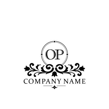 İlk harf OP basit ve zarif monogram tasarım şablonu logosu