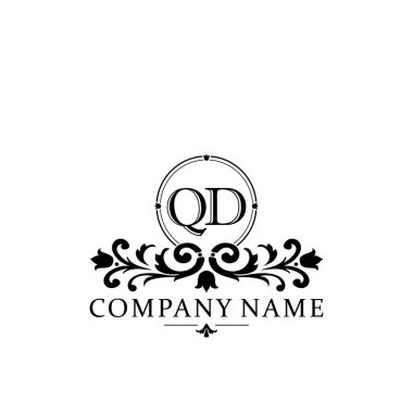 İlk harf QD basit ve zarif monogram tasarım şablonu logosu