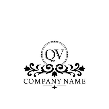 İlk harf QV basit ve zarif monogram tasarım şablonu logosu