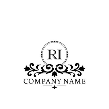 İlk harf RI basit ve zarif monogram tasarım şablonu logosu
