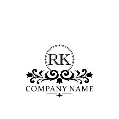 İlk harf RK basit ve zarif monogram tasarım şablonu logosu