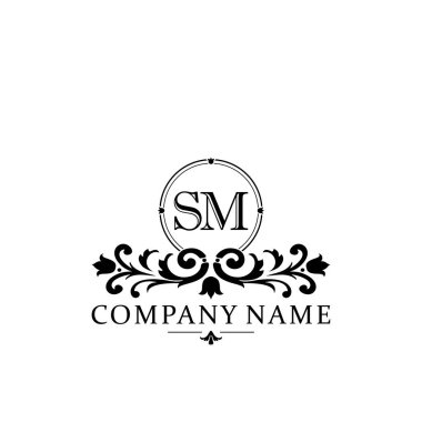 İlk harf SM basit ve zarif monogram tasarım şablonu logosu