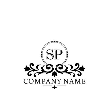İlk harf SP basit ve zarif monogram tasarım şablonu logosu