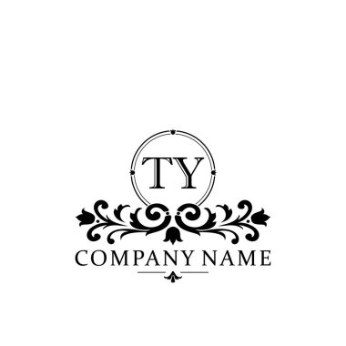 İlk harf TY basit ve zarif monogram tasarım şablonu logosu
