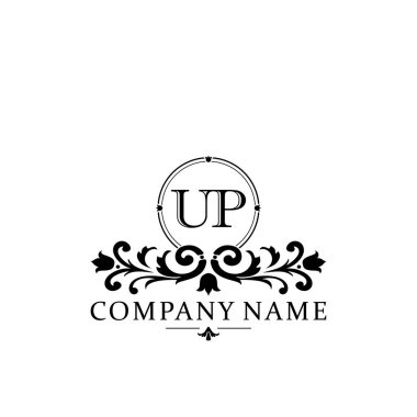 İlk harf UP basit ve zarif monogram tasarım şablonu logosu