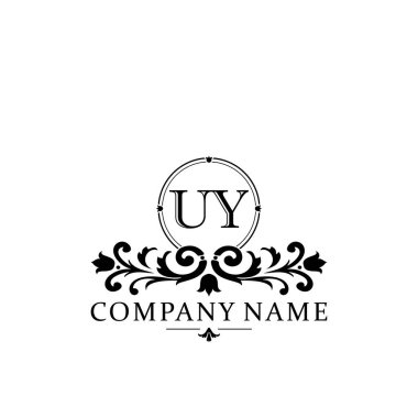 İlk harf UY basit ve zarif monogram tasarım şablonu logosu
