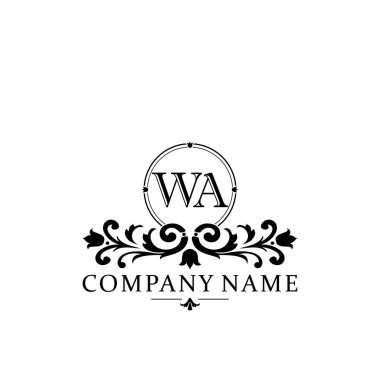 İlk harf WA basit ve zarif monogram tasarım şablonu logosu