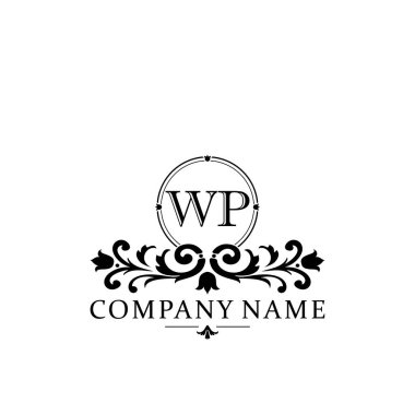 İlk harf WP basit ve zarif monogram tasarım şablonu logosu