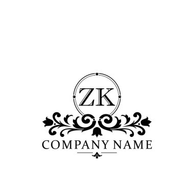 İlk harf ZK basit ve zarif monogram tasarım şablonu logosu