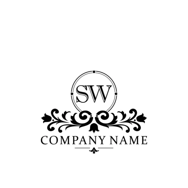 頭文字のSwシンプルでエレガントなモノグラムデザインテンプレートのロゴ — ストックベクタ