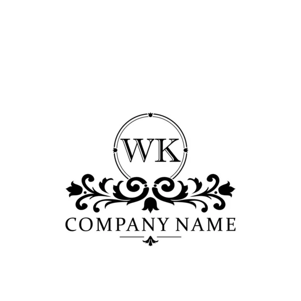 初期の文字Wkシンプルかつエレガントなモノグラムデザインテンプレートのロゴ — ストックベクタ