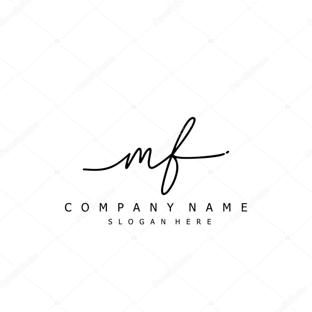Initial MF handwriting of initial logo concept.
