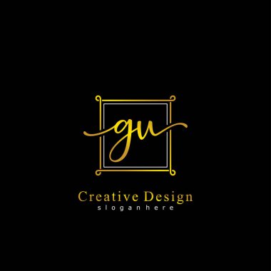 İlk logo kavramının GU el yazısı.