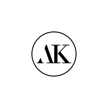 AK harfi ilk monogram logo tasarımı, düğün, moda, makyaj şablonu