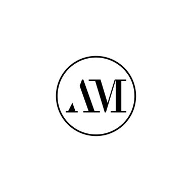 AM harfi ilk monogram logo tasarımı, düğün, moda, makyaj şablonu