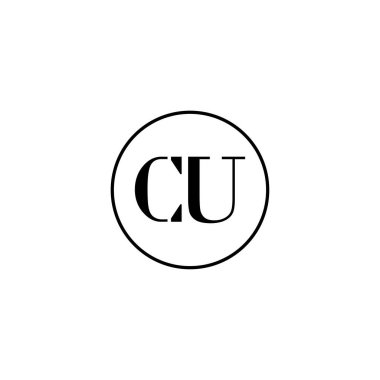 Harf CU ilk monogram logo tasarımı, düğün, moda, makyaj şablonu