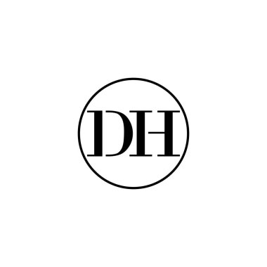 Harf DH ilk monogram logo tasarımı, düğün, moda, makyaj şablonu