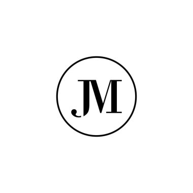 Harf JM ilk monogram logo tasarımı, düğün, moda, makyaj şablonu