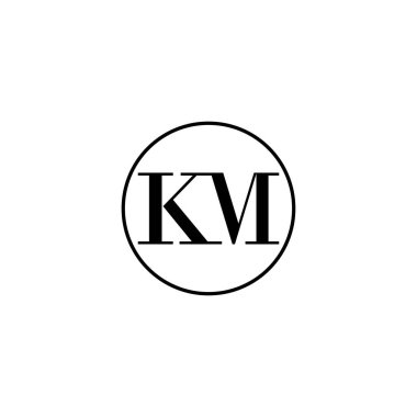 KM harfi ilk monogram logo tasarımı, düğün, moda, makyaj şablonu