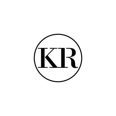 Harf KR ilk monogram logo tasarımı, düğün, moda, makyaj şablonu