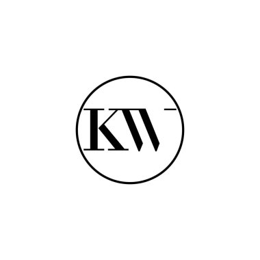 Harf KW ilk monogram logo tasarımı, düğün, moda, makyaj şablonu