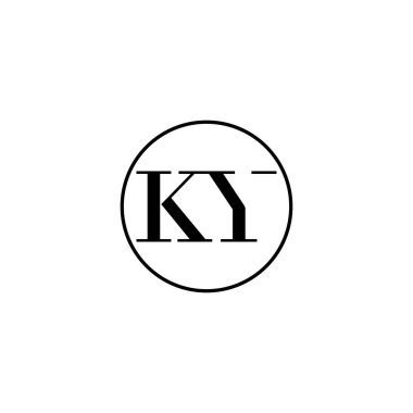 Harf KY ilk monogram logo tasarımı, düğün, moda, makyaj şablonu