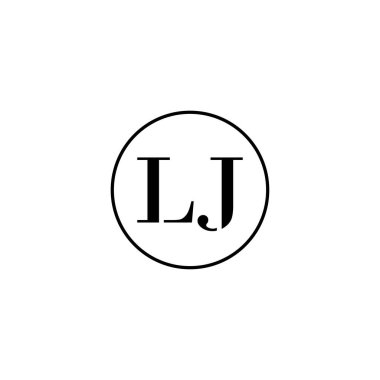 LJ harfi ilk monogram logo tasarımı, düğün, moda, makyaj şablonu