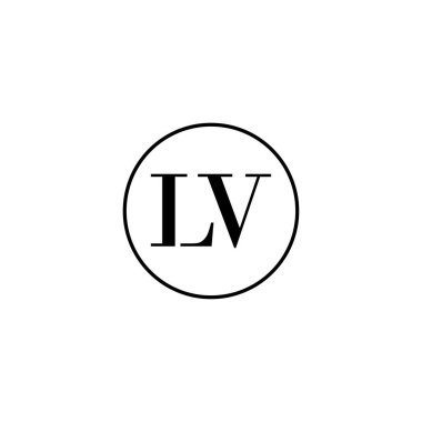 LV harfli ilk monogram logo tasarımı, düğün, moda, makyaj şablonu