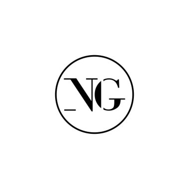 NG harfi ilk monogram logo tasarımı, düğün, moda, makyaj şablonu