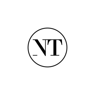 NT harfi ilk monogram logo tasarımı, düğün, moda, makyaj şablonu