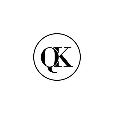 Mektup QK ilk monogram logo tasarımı, düğün, moda, makyaj şablonu