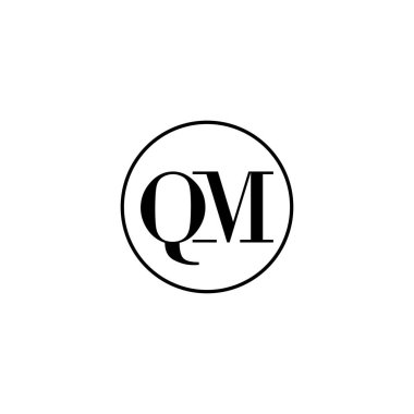 Mektup QM ilk monogram logo tasarımı, düğün, moda, makyaj şablonu