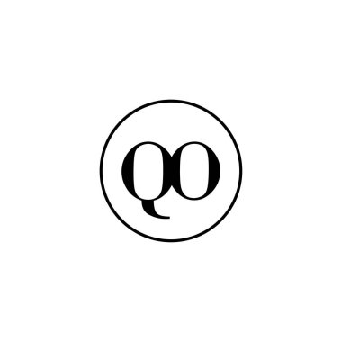 Mektup QO ilk monogram logo tasarımı, düğün, moda, makyaj şablonu